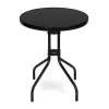 Masă rotundă de grădină cu cadru metalic 60 cm sticlă călită, negru