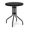 Masă rotundă de grădină cu cadru metalic 60 cm sticlă călită, negru