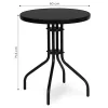 Masă rotundă de grădină cu cadru metalic 60 cm sticlă călită, negru
