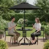 Masă rotundă de grădină cu cadru metalic 80 cm sticlă călită, negru