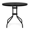 Masă rotundă de grădină cu cadru metalic 80 cm sticlă călită, negru