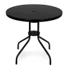 Masă rotundă de grădină cu cadru metalic 80 cm sticlă călită, negru