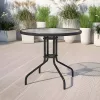 Masă rotundă de grădină din sticlă cu cadru metalic 80 cm