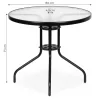 Masă rotundă de grădină din sticlă cu cadru metalic 80 cm