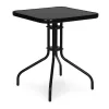 Masă de grădină cu cadru metalic 60x60 cm sticlă călită, negru