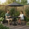 Masă de grădină cu cadru metalic 80x80 cm sticlă călită, negru