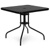 Masă de grădină cu cadru metalic 80x80 cm sticlă călită, negru