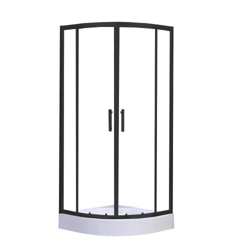 Cabina de dus curbata Spirit Clear 80x80x194 cm cu cadita de dus neagra
