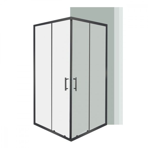 Cabina de dus patrata Spirit Clear 90x90x180 cm, fara cadita de dus, neagra