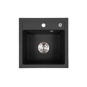 Chiuveta patrata Nia din granit, cu o singura cuva, neagra