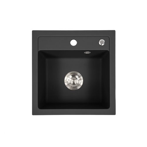 Chiuveta patrata Nia din granit, cu o singura cuva, neagra