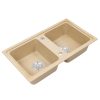 Chiuveta patrata Tia cu doua cuve din granit, bej