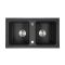 Chiuveta patrata Tia cu doua cuve din granit, neagra