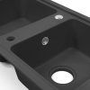 Chiuveta patrata Tia cu doua cuve din granit, neagra