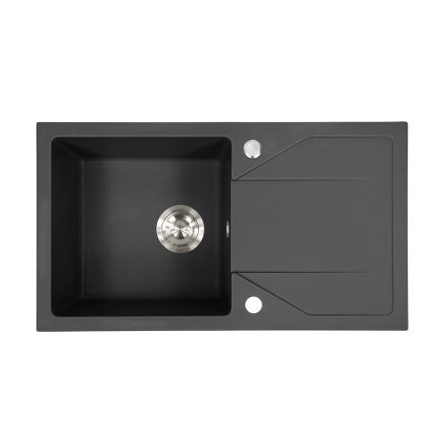 Chiuveta Gori patrata cu o singura lavoar si scurgator din granit, neagra
