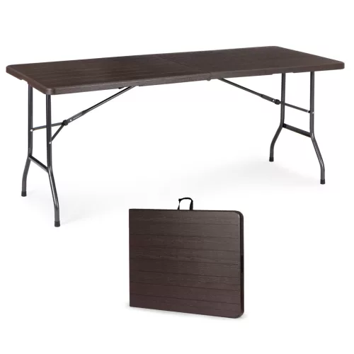 Masă pliabilă de grădină pentru banchete de catering 180 cm, maro