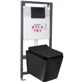 Set rezervor WC Tinos BL Pacific Black, montat pe perete