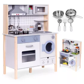   Bucătărie de jucărie din lemn cu sunete cuptor mașină de spălat accesorii de bucătărie condus