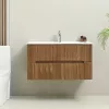Masca de baie Trent 100 cu chiuveta ceramica, 2 sertare, stejar apus de soare