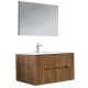 Mobilier de baie Trent 100 cm cu chiuveta ceramica 2 sertare si oglinda 60x100 cm stejar apus de soare