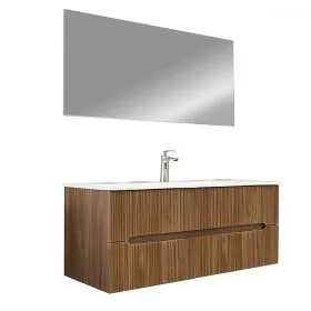 Mobilier de baie Trent 120 cu 1 lavoar ceramic cu oglinda 60x120 cm stejar apus de soare