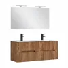 Mobilier de baie Trent 120 cm cu chiuveta si oglinda ceramica 60x120 cm stejar apus de soare