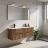 Mobilier de baie Trent 120 cm cu chiuveta si oglinda ceramica 60x120 cm stejar apus de soare