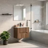 Masca de baie Trent 60 cu chiuveta ceramica, 2 sertare, stejar apus de soare