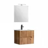 Mobilier de baie Trent 60 cm cu chiuveta ceramica 2 sertare si oglinda 60x80 cm stejar apus de soare
