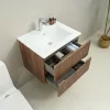 Mobilier de baie Trent 60 cm cu chiuveta ceramica 2 sertare si oglinda 60x80 cm stejar apus de soare