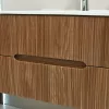 Mobilier de baie Trent 80 cm cu chiuveta ceramica 2 sertare si oglinda 60x80 cm stejar apus de soare