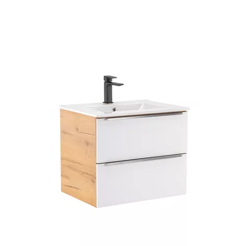 Dulap inferior Vario Trim 60 cu lavoar stejar-alb