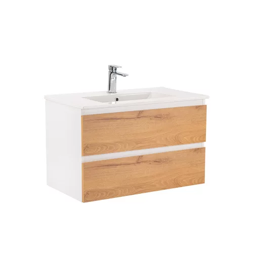 Dulap inferior Vario Forte 80 cu lavoar, stejar alb