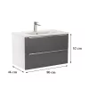 Dulap inferior Vario Trim 80 cu lavoar alb-antracit