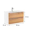 Dulap inferior Vario Trim 80 cu lavoar, stejar alb