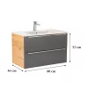 Dulap inferior Vario Trim 80 cu lavoar stejar-antracit