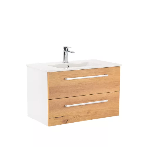 Dulap inferior Vario Clam 80 cu lavoar, stejar alb