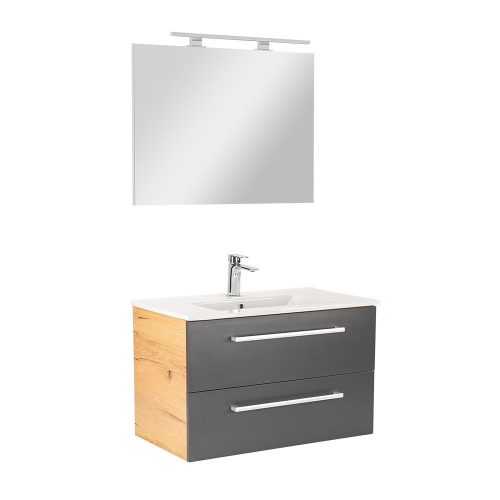 Mobilier complet de baie Vario Clam 80 stejar-antracit