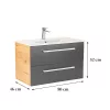 Dulap inferior Vario Clam 80 cu lavoar stejar-antracit