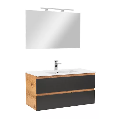 Mobilier complet de baie Vario Forte 100 stejar-antracit