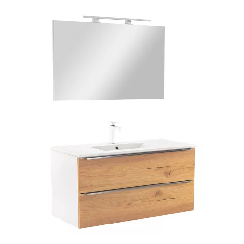 Mobilier complet de baie Vario Trim 100, stejar alb