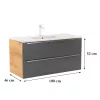 Dulap inferior Vario Trim 100 cu lavoar stejar-antracit