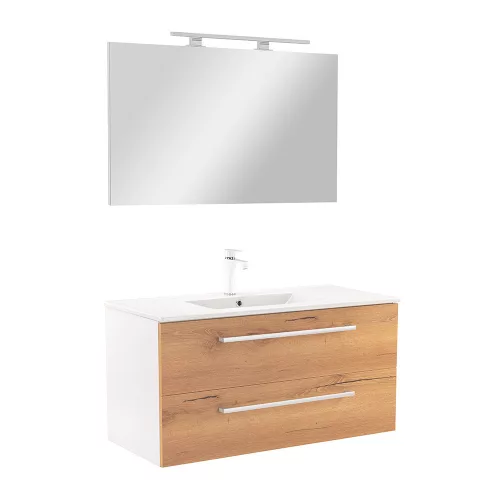 Mobilier complet de baie Vario Clam 100, stejar alb