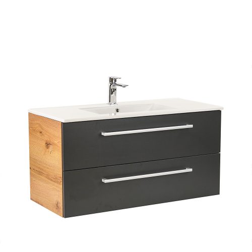 Dulap inferior Vario Clam 100 cu lavoar stejar-antracit