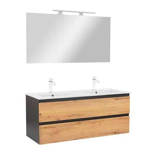 Mobilier complet de baie Vario Forte 120 antracit-stejar