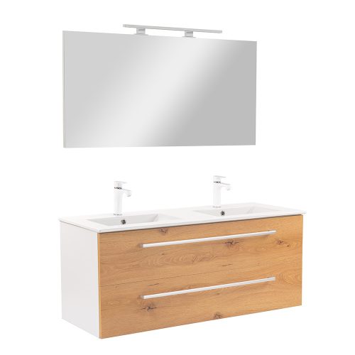 Mobilier complet de baie Vario Clam 120, stejar alb