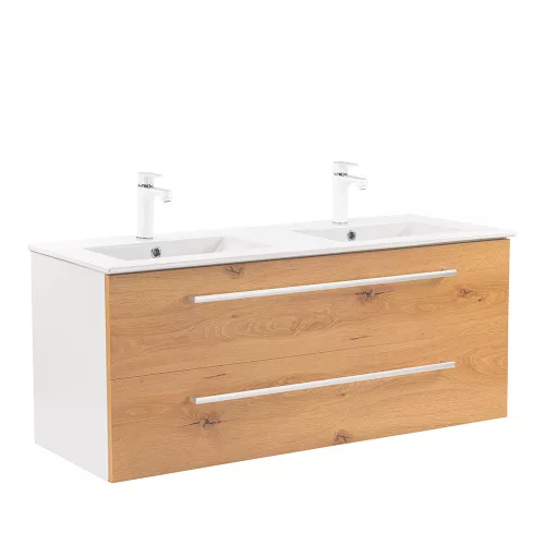 Dulap inferior Vario Clam 120 cu lavoar, stejar alb