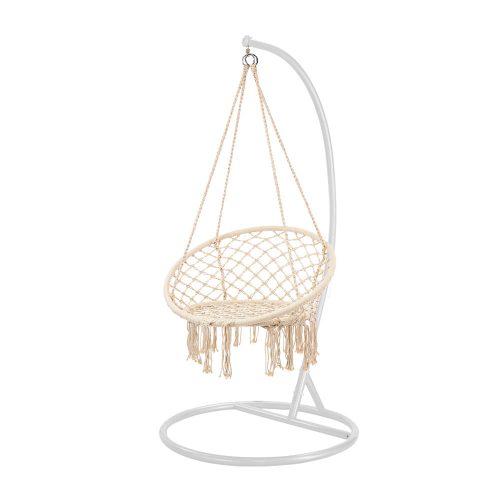 Scaun suspendat Cardenas cu suport bej-alb