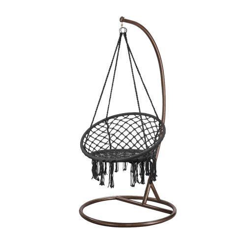 Scaun suspendat Cardenas cu suport negru-maro