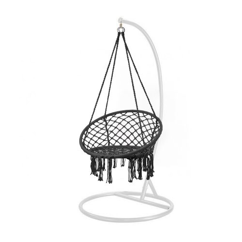 Scaun suspendat Cardenas cu suport alb-negru